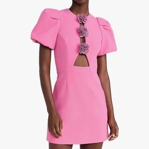 Rebecca Vallance Pink Mini Dress with Floral Accents